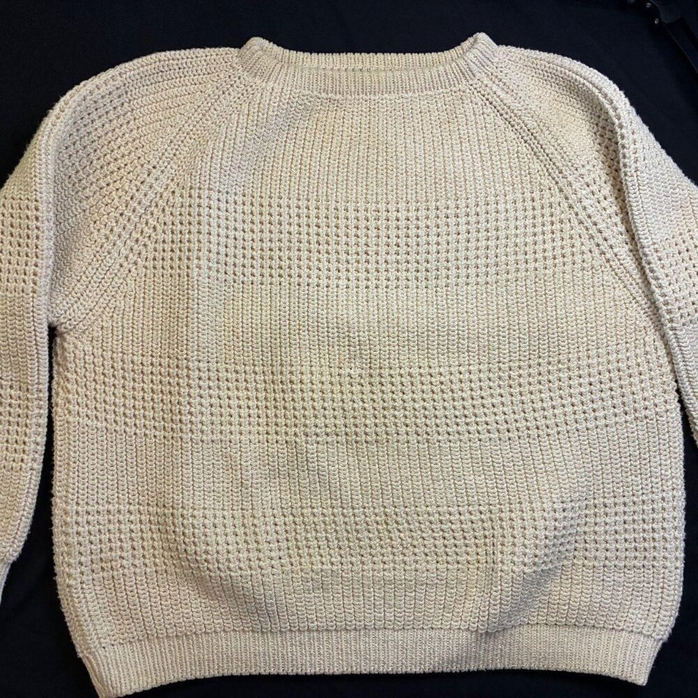 Men's Chunky Cream Colored Sweater, Size Large Vintage
